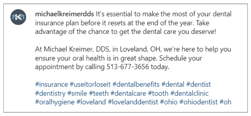 Dental Marketing Company hashtag campaign for Michael Kreimer