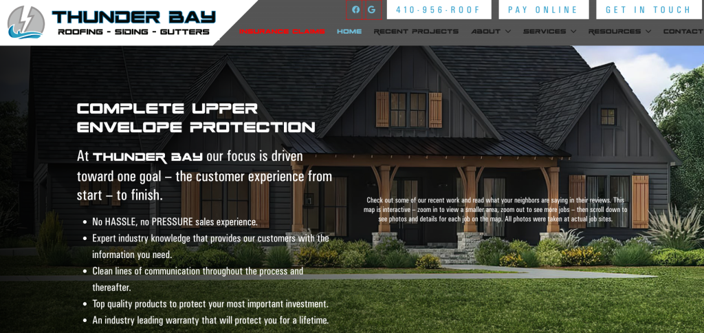 Thunder Bay Roofing website