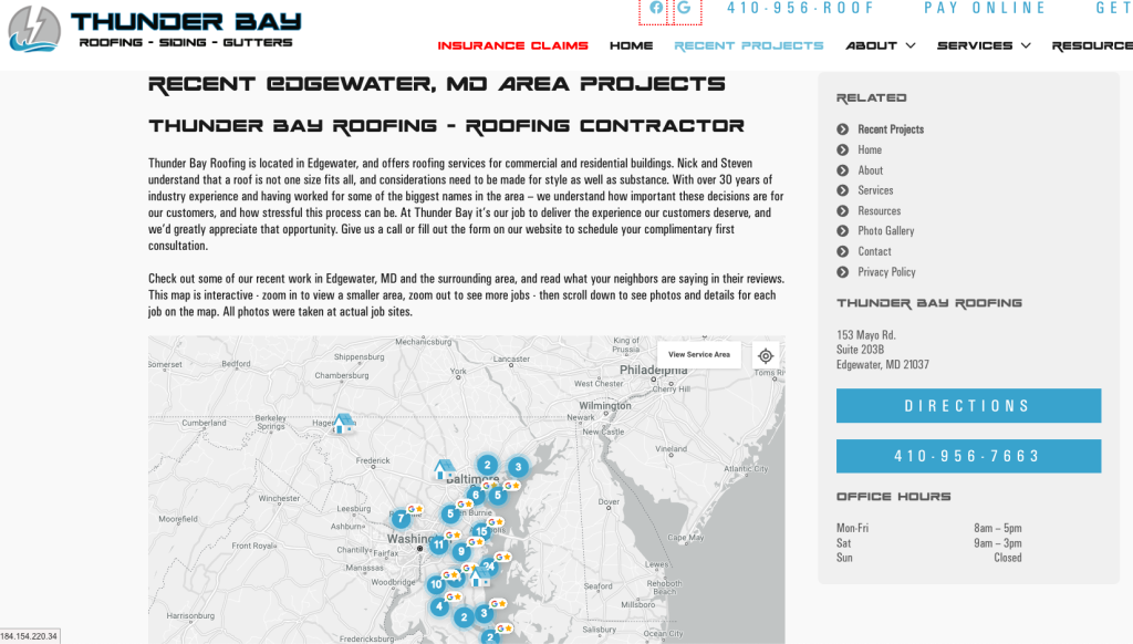 Thunder Bay Roofing website